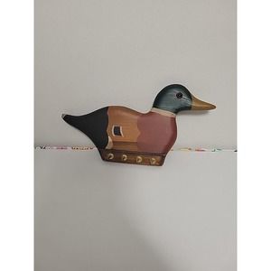 1984 Ron Fisher Hand Carved & Painted Solid Wood Mallard Duck Signed. Key Holder